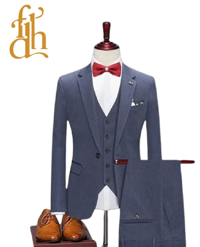 Anchor Gray with bow tie three piece suit for Groom - Fotress Dulha Hosue