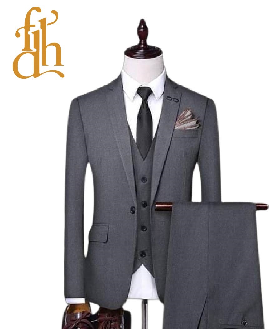 Steel-Gray Threes piece suit for Groom - Fotress Dulha Hosue