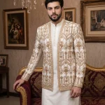 Luxurious Handmade Rawsilk Prince Coat with Royal Embroidery