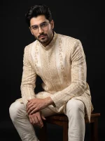 Skin Digital Thread Embroidered Sherwani Premium Handmade - Image 2