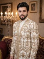 Luxurious Handmade Rawsilk Prince Coat with Royal Embroidery - Image 2