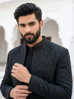 Black Prince Coat Premium Digital Thread Embroidery - Image 3