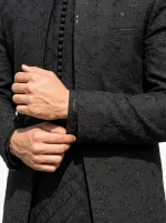 Black Prince Coat Premium Digital Thread Embroidery - Image 2