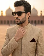 Luxury Champion Gold Sherwani with Premium Digital Thread Embroidery Royal Wedding Wear - Image 4