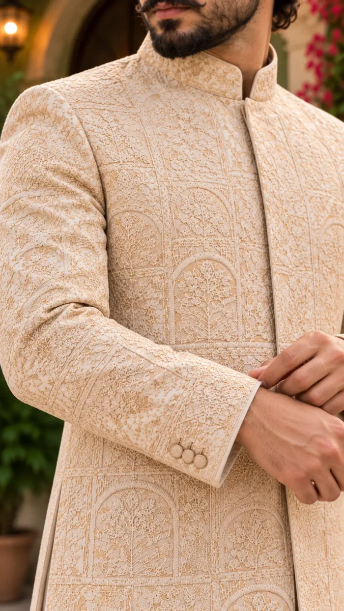 Stunning Off White Prince Coat Premium Digital Thread - Image 4